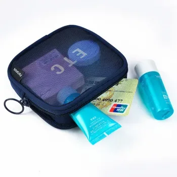 Custom Mesh Zippered Black Makeup Pouch