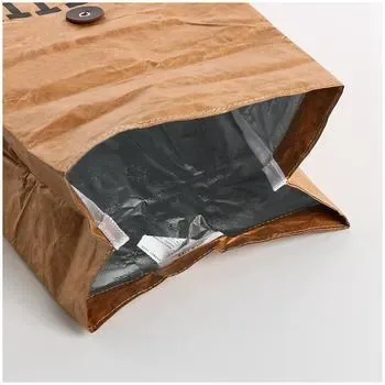 Custom Insulated Foil-Lined Foldable Kraft paper Lunch Cooler Bag