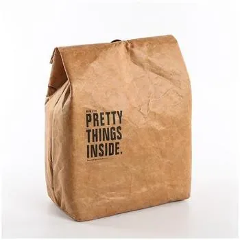 Custom Insulated Foil-Lined Foldable Kraft paper Lunch Cooler Bag