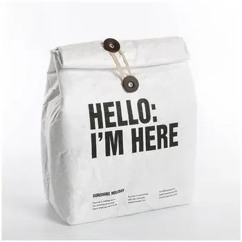 Custom Insulated Foil-Lined Foldable Kraft paper Lunch Cooler Bag