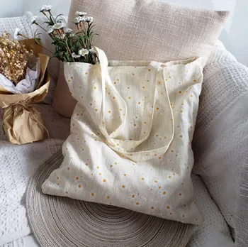 Custom Floral-Print Canvas Grocery Tote