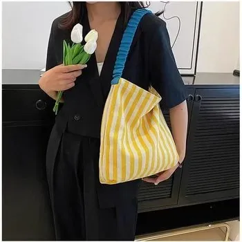 Custom Striped Canvas Shopping Tote