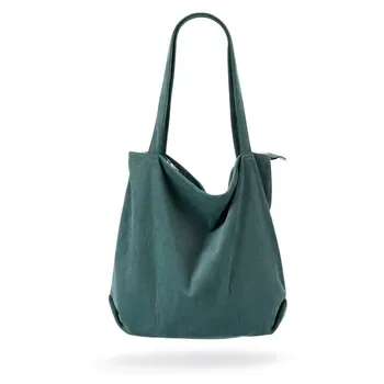 Corduroy Zipper Shopping Tote