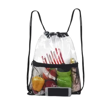 Clear PVC Beach Drawstring Backpack
