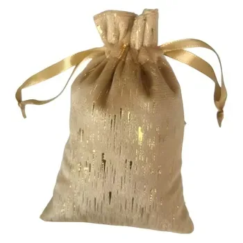 Custom Christmas-Print Silk Drawstring Gift Bag