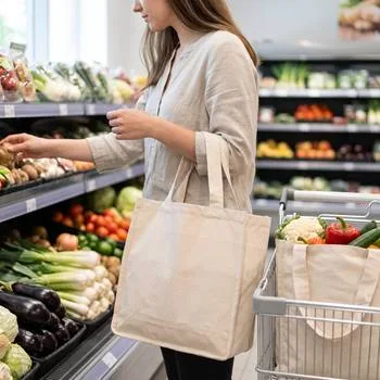 Cotton Shopping Tote with Multiple Pockets