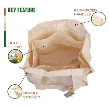 Cotton Shopping Tote with Multiple Pockets