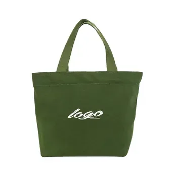 Green Cotton Canvas Shoulder Tote