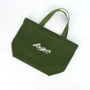 Green Cotton Canvas Shoulder Tote