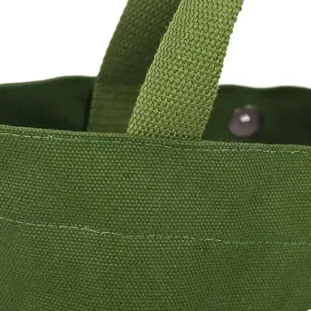 Green Cotton Canvas Shoulder Tote