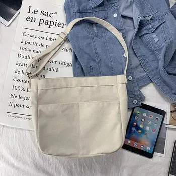 Large Canvas Crossbody Shopping Bag