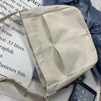 Large Canvas Crossbody Shopping Bag