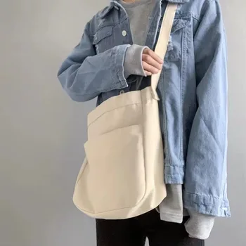 Large Canvas Crossbody Shopping Bag