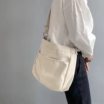 Large Canvas Crossbody Shopping Bag