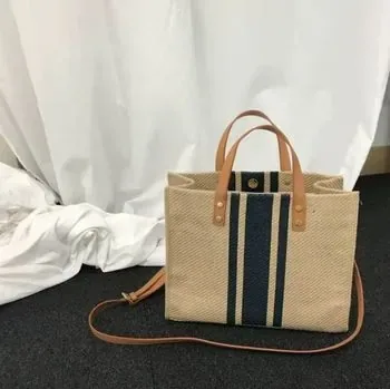 Custom Waterproof Striped Canvas Shopping Tote