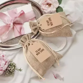 Custom Natural Jute Drawstring Gift Bag