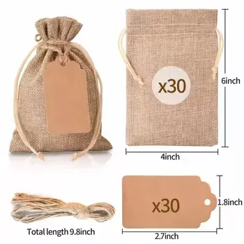 Custom Natural Jute Drawstring Gift Bag
