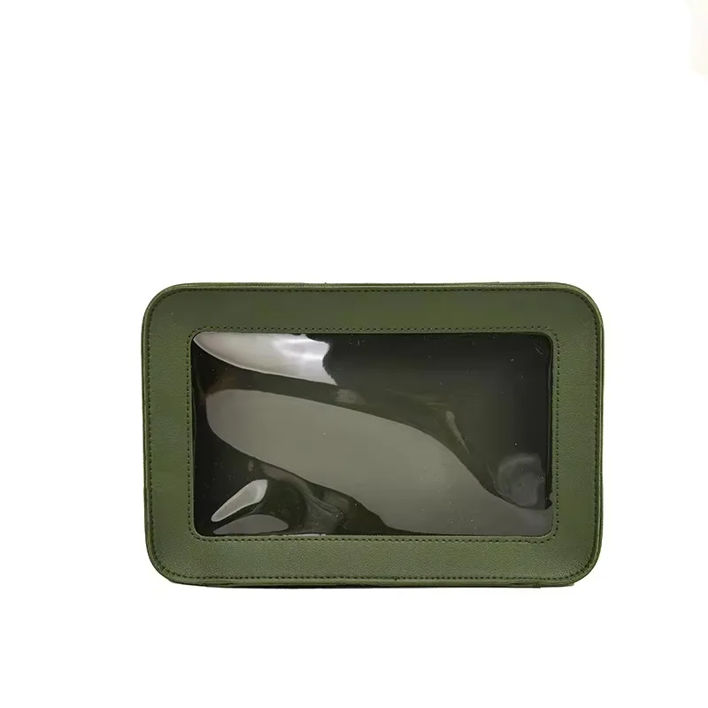 Transparent PVC cosmetic clutch bag with zipper closure