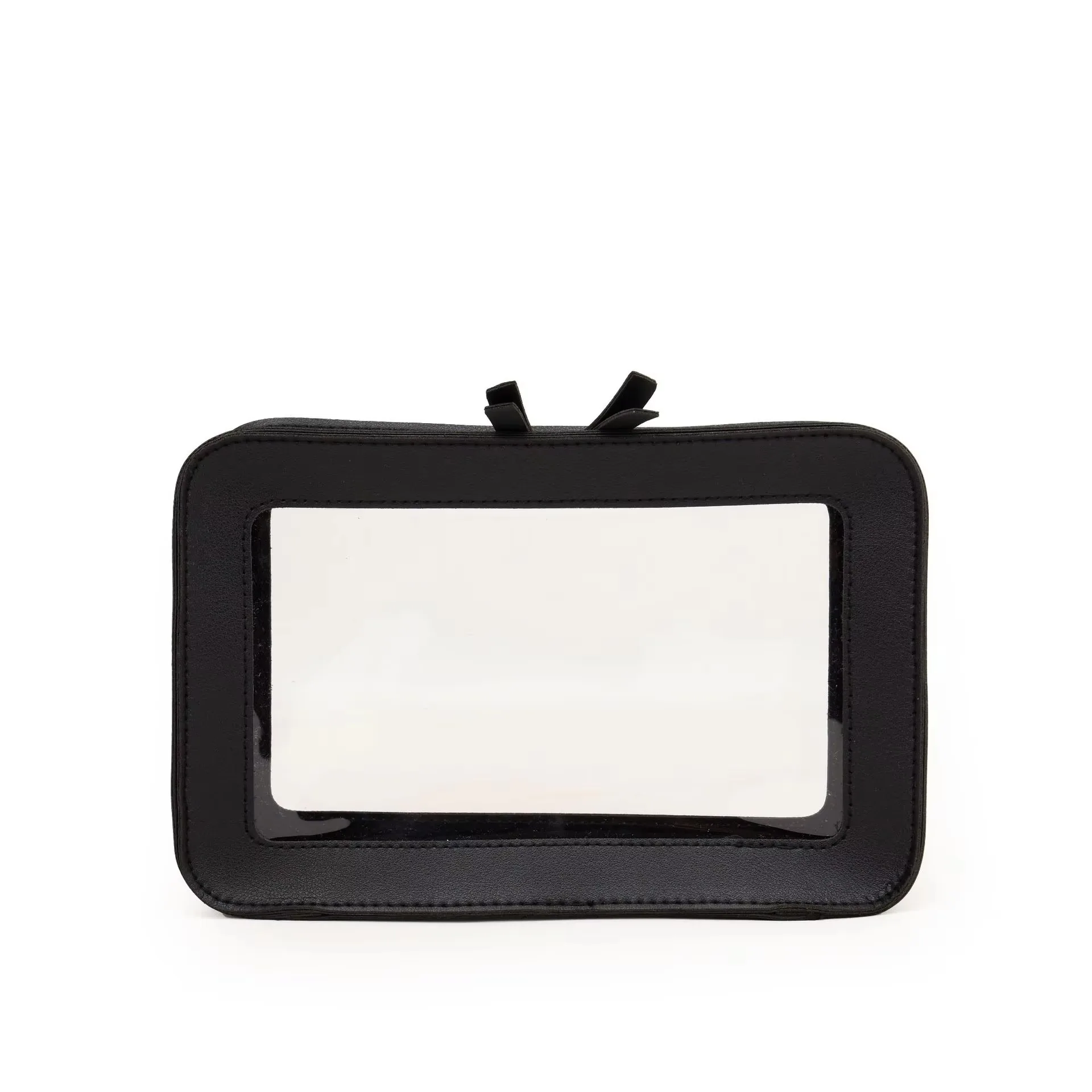 Transparent PVC cosmetic clutch bag with zipper closure
