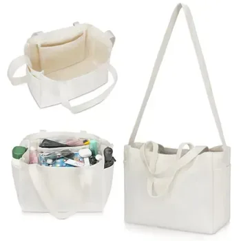 Custom Cotton Canvas Grocery Tote with Multiple Pockets