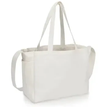 Custom Cotton Canvas Grocery Tote with Multiple Pockets