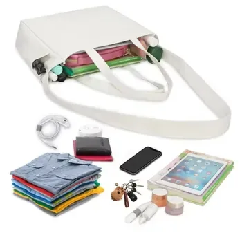 Custom Cotton Canvas Grocery Tote with Multiple Pockets