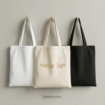 Custom White Cotton Canvas Shopping Tote