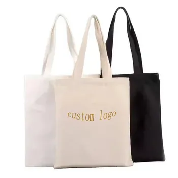 Custom White Cotton Canvas Shopping Tote