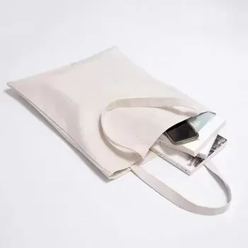 Custom White Cotton Canvas Shopping Tote
