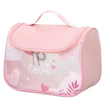 Custom Waterproof Clear Zippered PU Cosmetic Bag