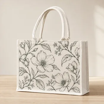 All-Over Floral Print Cotton Canvas Tote