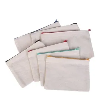 Custom Zippered Cotton Canvas Makeup Pouch ZG20230209M6