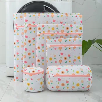 Floral Polyester Mesh Laundry Wash Bag