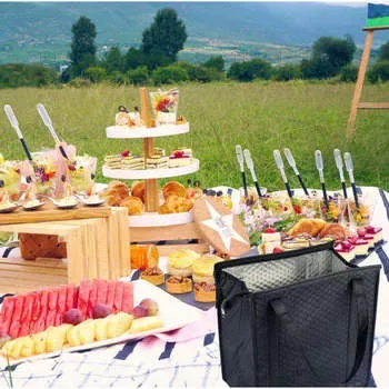 Custom Waterproof Insulated Black Non-Woven Lunch Cooler Bag