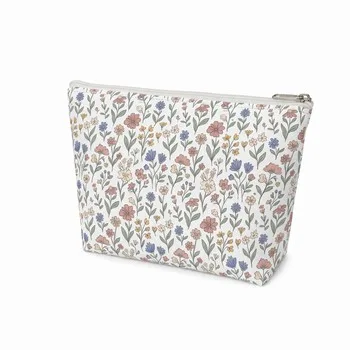 Beige Canvas Zipper Makeup Organizer