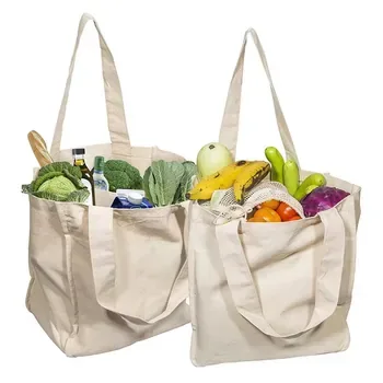 Cotton Grocery Organizer with Multiple Pockets