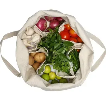 Cotton Grocery Organizer with Multiple Pockets