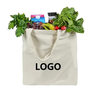 Plain Cotton Canvas Logo Shopping Tote