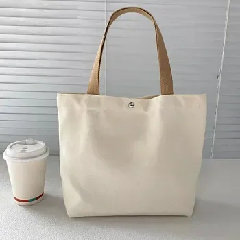 Cotton Canvas Shopping Tote with Button