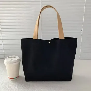 Cotton Canvas Shopping Tote with Button