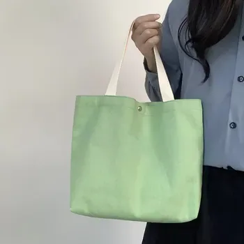 Cotton Canvas Shopping Tote with Button