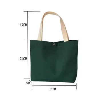 Cotton Canvas Shopping Tote with Button