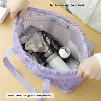 Mesh Drawstring Bucket Beach Storage Bag
