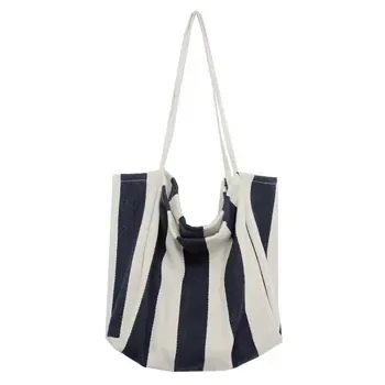 Premium Striped Canvas Shopping Tote