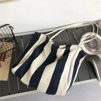 Premium Striped Canvas Shopping Tote