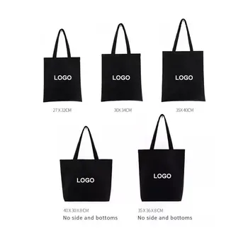 Custom Black Cotton Canvas Grocery Tote