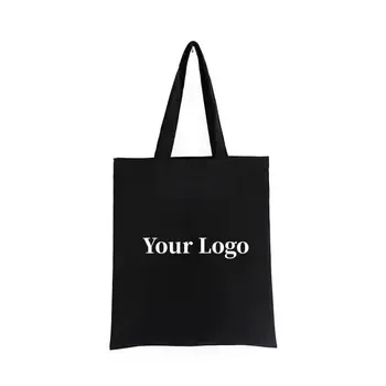 Custom Black Cotton Canvas Grocery Tote
