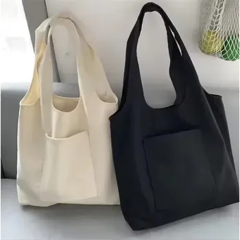 Custom Cotton Canvas Grocery Tote with Front Pocket