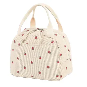 Custom Insulated Foldable Corduroy Lunch Cooler Bag
