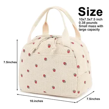 Custom Insulated Foldable Corduroy Lunch Cooler Bag